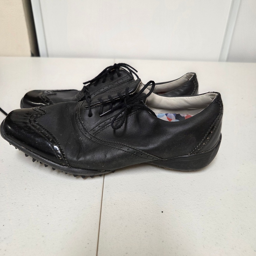 FootJoy LoPro Collection 97045 Black Leather Wingtip Golf Shoes Womens 8M